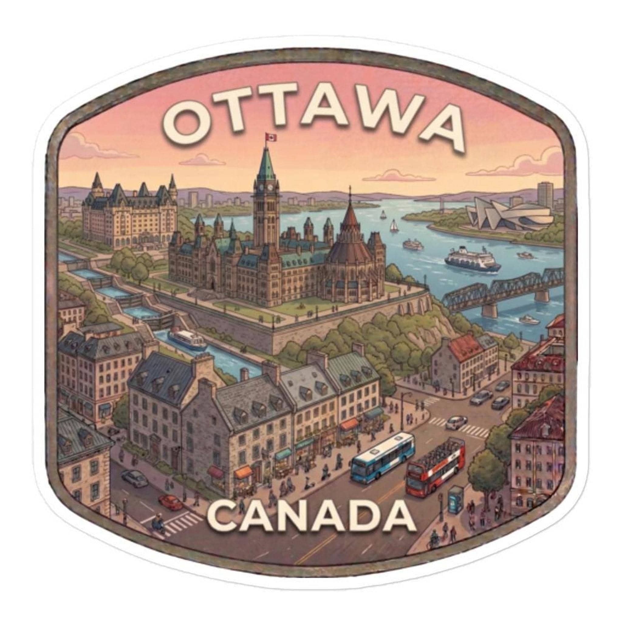 Ottawa Travel Sticker, Canada Skyline Decal, Suitcase Luggage
