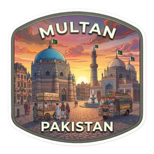 Multan Pakistan Travel Sticker City of Saints Vinyl Glossy Decal Laptop Luggage Water Bottle