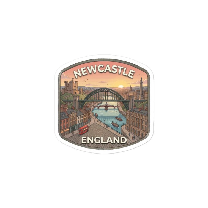 Newcastle England Travel Sticker Tyne Bridge Vinyl Glossy Decal Laptop Luggage Water Bottle
