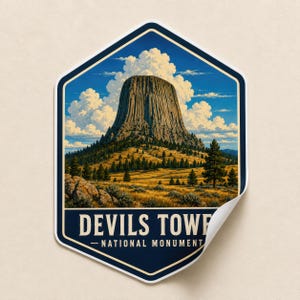 Devils Tower National Monument Wyoming Glossy Travel Sticker Monolith Decal Laptop Water Bottle Luggage