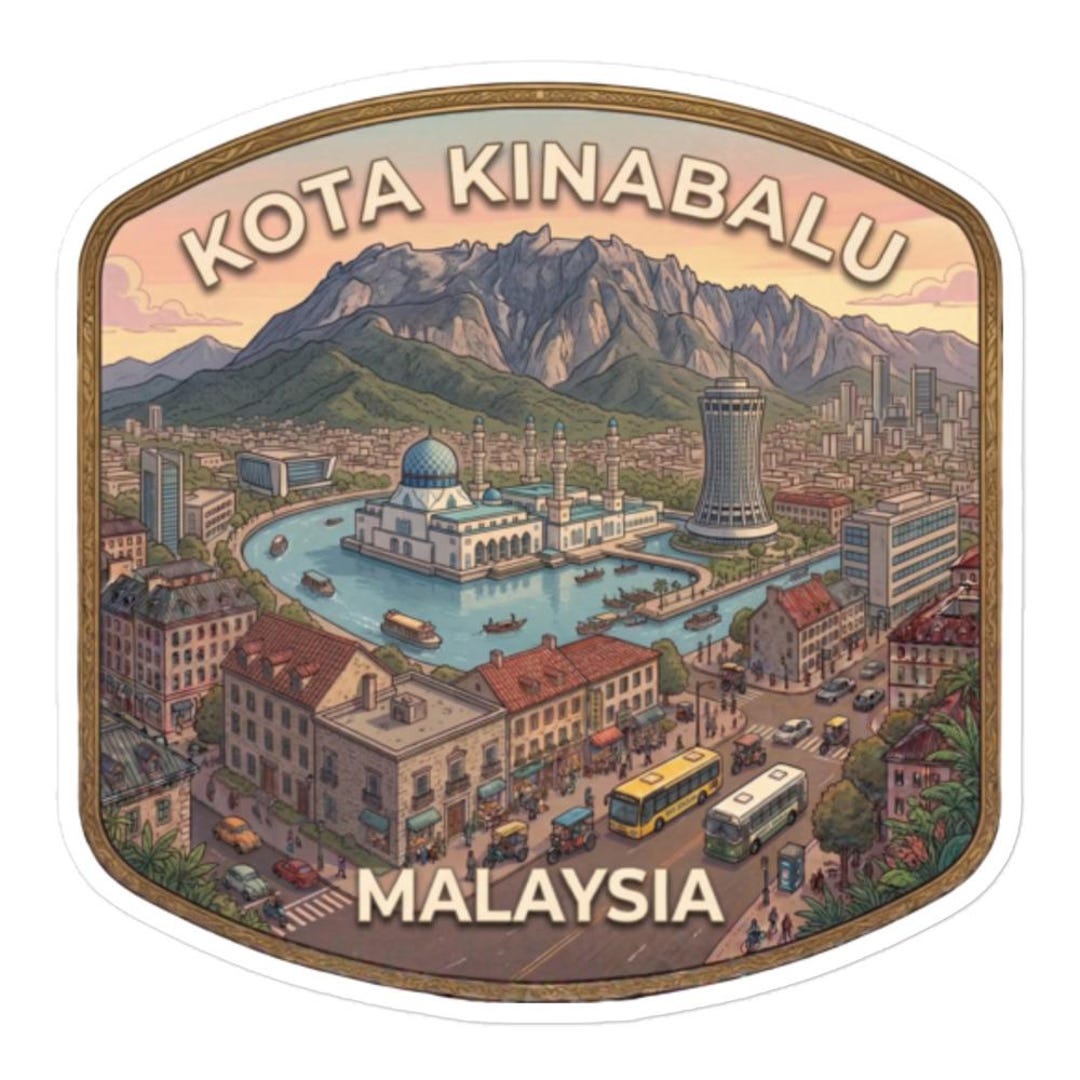 Sticker Kinabalu Kota Kinabalu Malaysia Travel Sticker Borneo Vinyl Glossy Decal Laptop ...