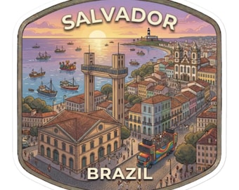 Salvador Brazil Travel Sticker Pelourinho Vinyl Glossy Decal Laptop Luggage Water Bottle Souvenir