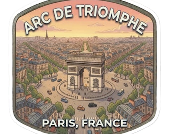Arc de Triomphe Paris France Sticker Vintage Travel Decal Waterproof Vinyl Tumbler Laptop Souvenir