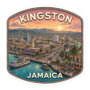 Kingston Jamaica Travel Sticker Vinyl Glossy Decal Laptop Luggage Art