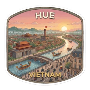 Hue Travel Sticker Vietnam Imperial City Vinyl Glossy Decal Laptop Luggage Water Bottle Souvenir
