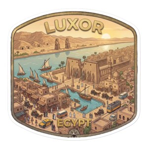 Luxor Travel Sticker, Egypt Ancient History Decal, Suitcase Luggage Decor, Laptop & Water bottle Art