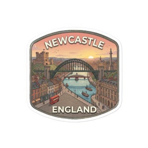 Newcastle England Travel Sticker Tyne Bridge Vinyl Glossy Decal Laptop Luggage Water Bottle
