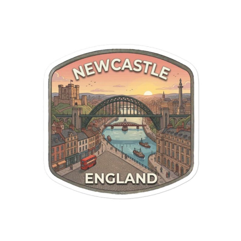 Newcastle England Travel Sticker Tyne Bridge Vinyl Glossy Decal Laptop Luggage Water Bottle