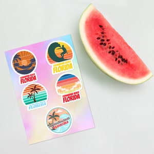 Fernandina Beach FLORIDA surfer tropical sea vacation beach sticker pack