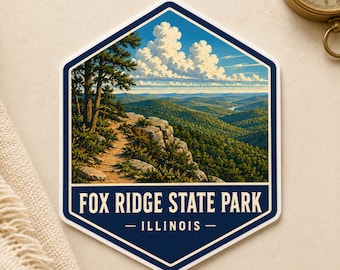 Fox Ridge State Park Illinois Travel Sticker Charleston Decal Water Bottle Laptop Camper Art