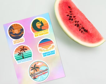 Seabrook Beach NEW HAMPSHIRE surfer tropical sea vacation sticker pack