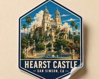 Hearst Castle San Simeon California Glossy Travel Sticker Neptune Pool Decal Laptop Luggage Art