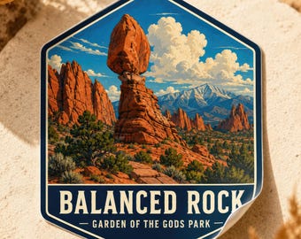 Balanced Rock Garden of the Gods Colorado Travel Sticker Decal Laptop Water Bottle Luggage