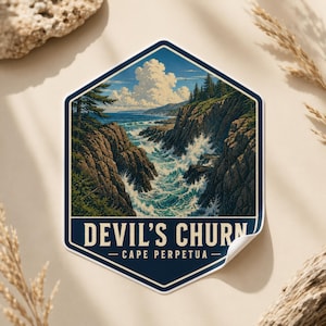 Devil's Churn Oregon Coast Travel Sticker Cape Perpetua Decal Laptop Water Bottle Luggage