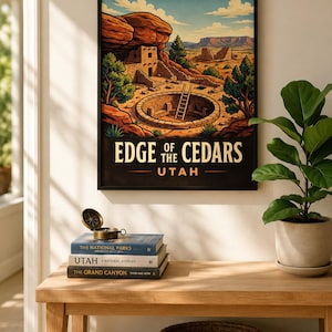 Edge of the Cedars Poster, Utah State Park Art, Anasazi Pottery Print, Southwest History