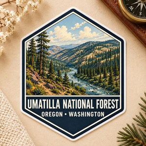 Umatilla National Forest Oregon Washington Travel Sticker Decal Water Bottle Laptop Camper Art