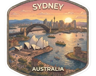 Pegatina de viaje de Sídney, calcomanía del horizonte de Australia, decoración para maletas, arte brillante para portátiles y botellas de agua.