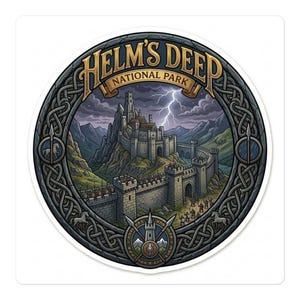 LOTR fan Helms Deep National Park Sticker Travel Glossy Decal Laptops Water Bottles