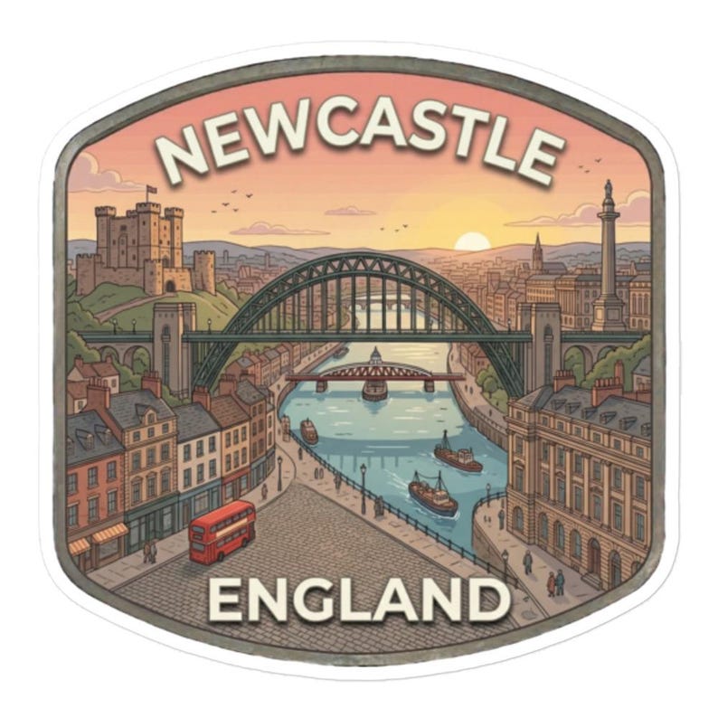 Newcastle England Travel Sticker Tyne Bridge Vinyl Glossy Decal Laptop Luggage Water Bottle