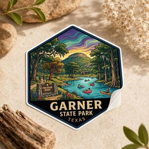 Garner State Park Texas Glossy Travel Sticker Frio River  Luggage laptop water bottle Art