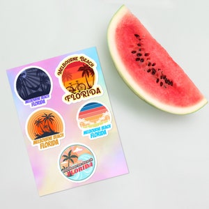 Melbourne Beach FLORIDA surfer tropical sea vacation beach decal sticker pack