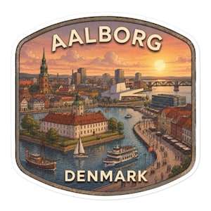 Aalborg Denmark Travel Sticker Limfjord Vinyl Glossy Decal Laptop Luggage Art