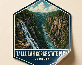 Tallulah Gorge State Park Georgia Glossy Travel Sticker Suspension Bridge Decal Laptop Luggage Art