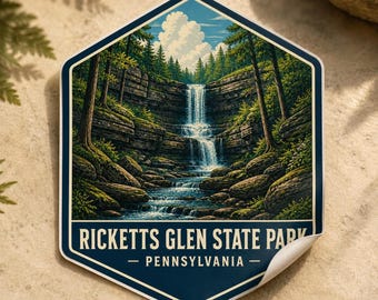 Ricketts Glen State Park Pennsylvania Glossy Travel Sticker Falls Trail Decal Laptop Luggage Art