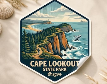 Cape Lookout State Park Oregon Glossy Travel Sticker Pacific Coast Decal Laptop Luggage Art
