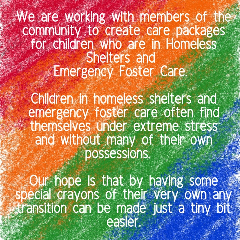 COLOR IT FORWARD Care Package Donation for a child in Homeless Shelter or Emergency Foster Care