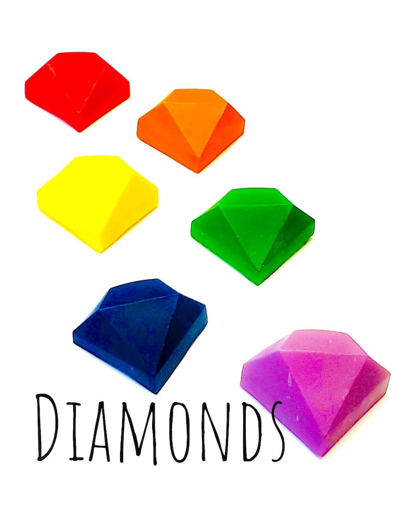 Set of 6 Handmade Crayons Diamond Jewel Crayons