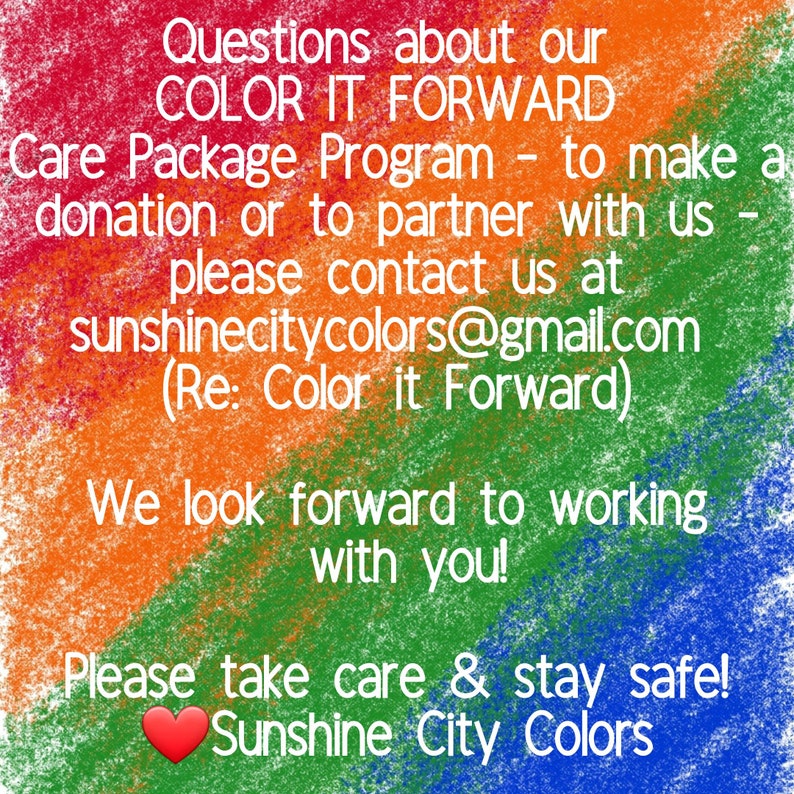 COLOR IT FORWARD Care Package Donation for a child in Homeless Shelter or Emergency Foster Care