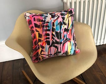 Abstract Velvet Throw Pillow – Multicolour Mid Century Modern Decor