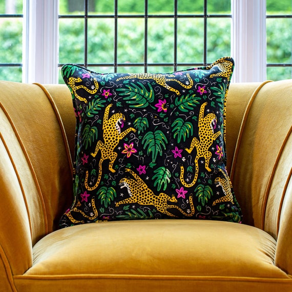 Cushion Leopard Jungle Printed Luxury Cotton Velvet - Etsy