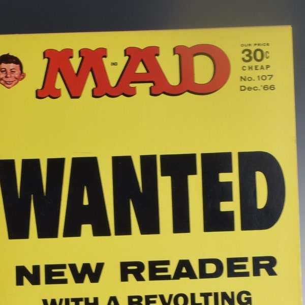 Vintage Mad Magazine December 1966 No. 107 "Wanted New Reader" issue