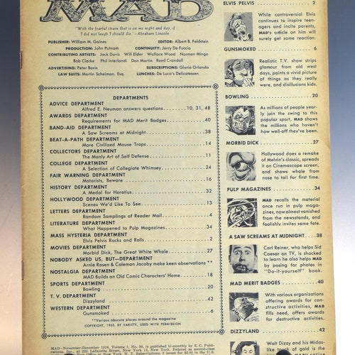 Rare Mad Magazine December 1956, No. 30. 1st cover with Alfred E. Neuman shops
