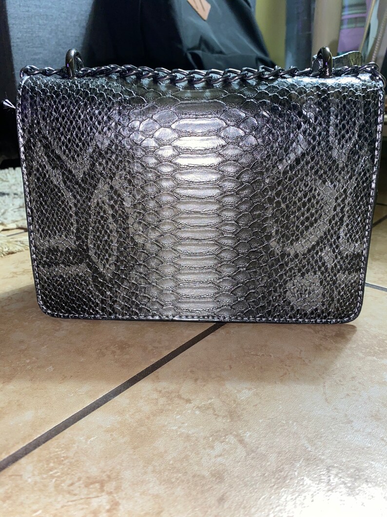 Gray ombr\u00e9 crocodile handbag