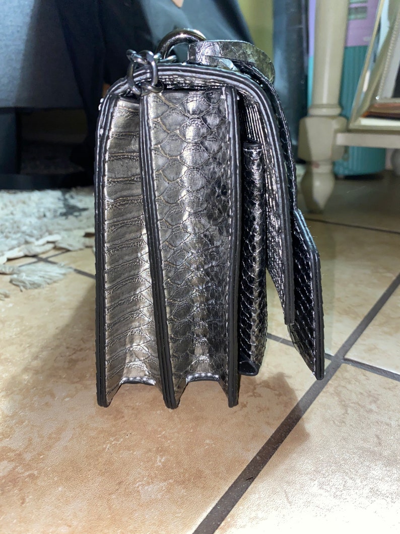 Gray ombr\u00e9 crocodile handbag