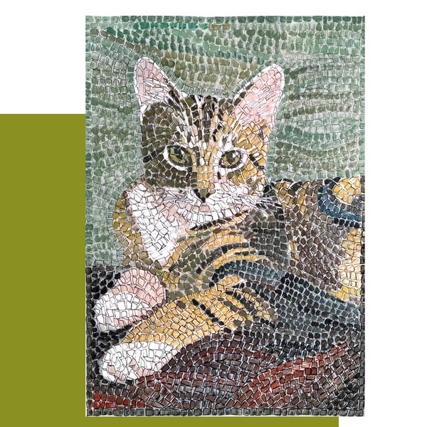 kit  mosaïque " Tiger Cat" avec tutoriel et ensemble complet d'outils de mosaïque