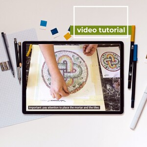 MOSAIC KIT tutorial, complete set of tools and marble tiles, handmade in Italy, art mosaic, professional kit, artisan kit. image 9