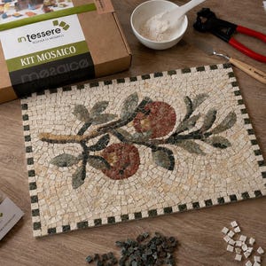 MOSAIC KIT with tutorial, complete set of tools and marble tiles, handmade in Italy professional quality, handcrafted kit.