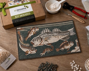 Handmade Roman Mosaic DIY Kit for Adults | NILOTIC SCENE Art Replica | Marble | Made in Italy | Tools & Video Tutorials