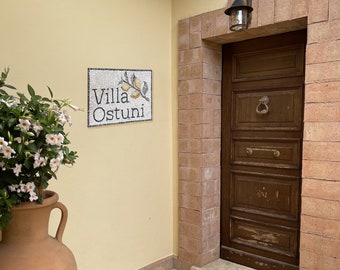 Custom MOSAIC KIT "create a sign" + tutorial, complete set of tools and marble tiles.