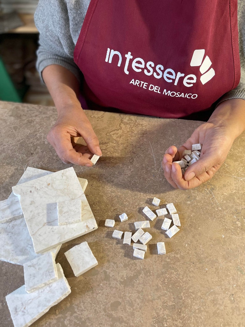 KIT MOSAICO + tutorial, set completo attrezzi e tessere in marmo, fatto a mano in Italia, mosaico arte, kit professionale, kit artigianale. immagine 5