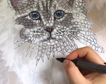 Mosaik-Set  "Porträt Ihrer Katze" + tutorial