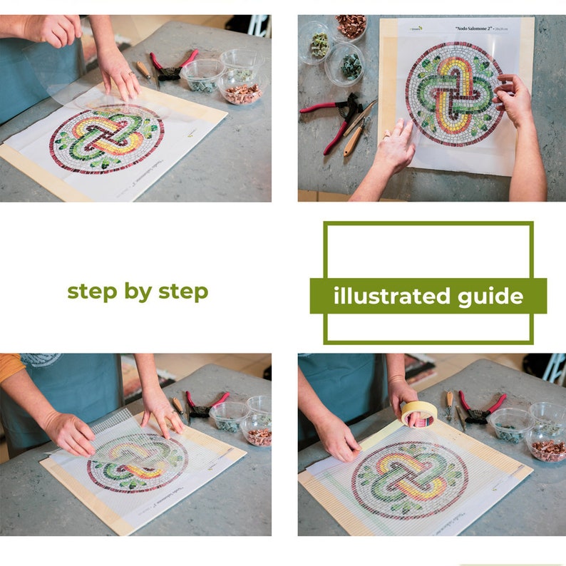 KIT MOSAICO + tutorial, set completo attrezzi e tessere in marmo, fatto a mano in Italia, mosaico arte, kit professionale, kit artigianale. immagine 6