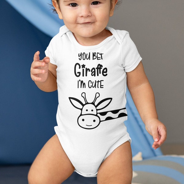 Instant Digital download, You bet giraffe I'm cute, Onesie toddler baby svg cut files for Cricut, Silhouette, Cameo, png Sublimation design