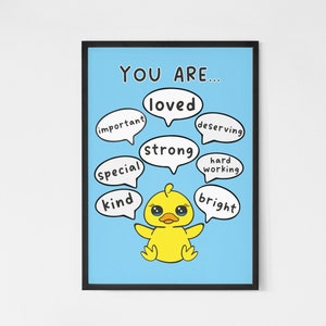 You are, Positive Affirmations for Kids, Motivational poster, Mental health print, Classroom Art, Positive Classroom Decor, Homeschool print