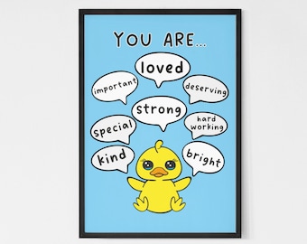 Tu sei, affermazioni positive per bambini, poster motivazionale, stampa sulla salute mentale, arte per la classe, decorazioni positive per la classe, stampa per la scuola domestica
