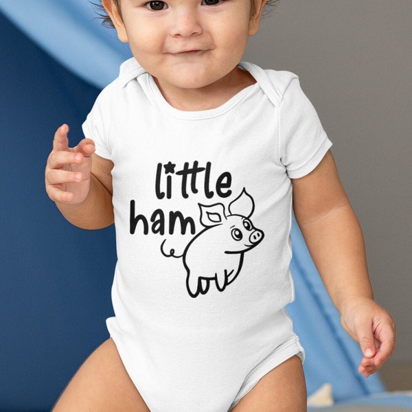 Little ham | digital download | Funny baby onesie design | cute animal, piggy | svg files for cricut, dxf silhouette cameo, png sublimation